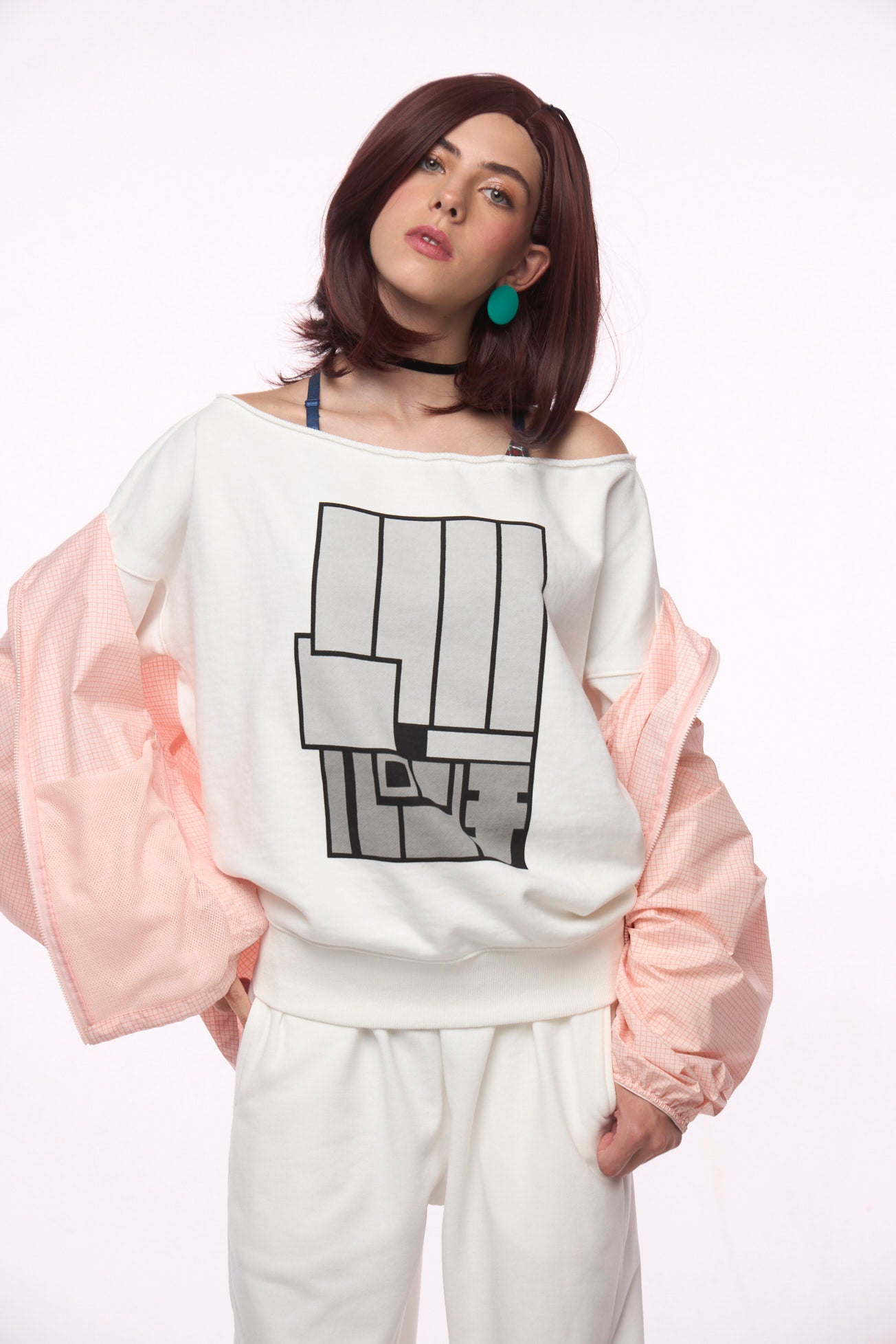 PUNCH KICK OFF-SHOULDER PULLOVER SWEATSHIRT